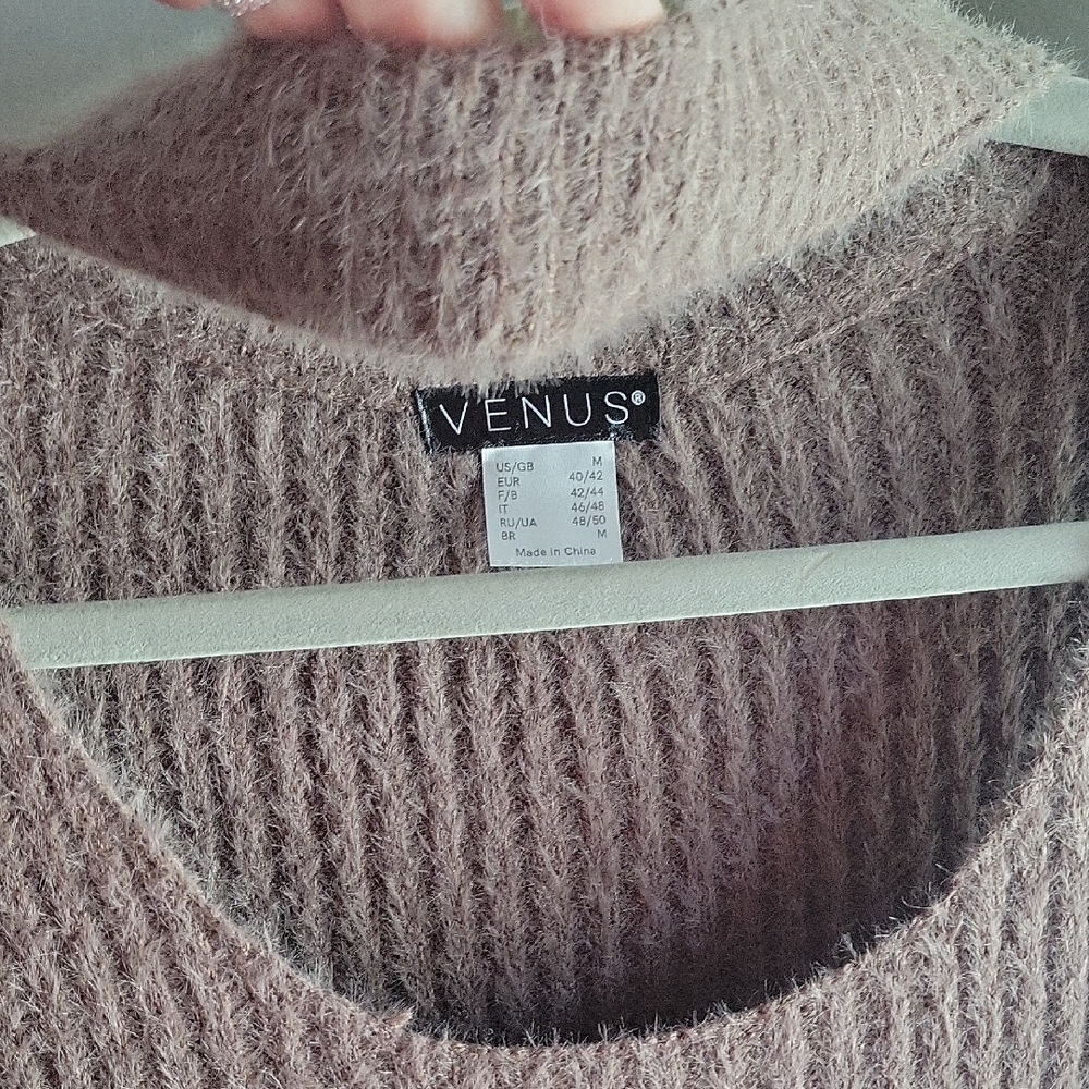 VENUS Taupe Cold Shoulder Ribbed Knit Dress - Picture 3 of 5